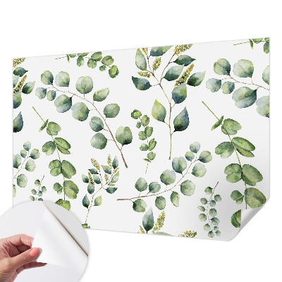 Mural de pared con estampado hermoso hojas verdes