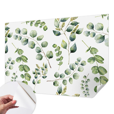 Mural de pared con estampado hermoso hojas verdes