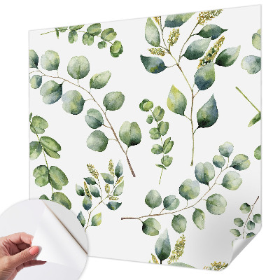 Mural de pared con estampado hermoso con hojas verdes