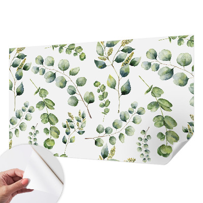 Mural de pared con estampado hermoso con hojas verdes