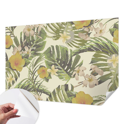Mural de pared con estampado hermoso con motivo de flora exótica