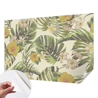 Mural de pared con estampado hermoso con motivo de flora exótica