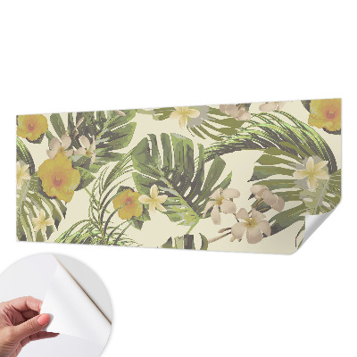 Mural de pared con estampado hermoso con motivo de flora exótica