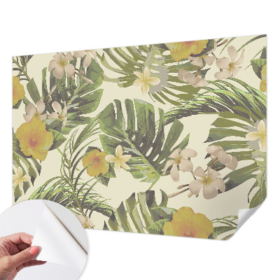 Mural de pared con estampado hermoso con motivo de flora exótica