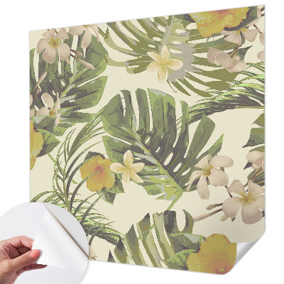 Mural de pared con estampado hermoso con motivo de flora exótica