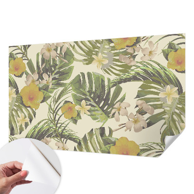 Mural de pared con estampado hermoso con motivo de flora exótica