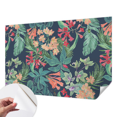 Papel mural texturado decorativo con motivo de flores tropicales