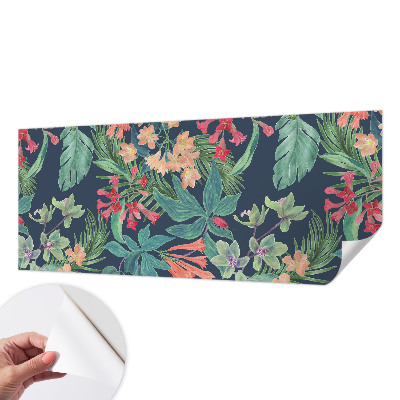 Papel mural texturado decorativo con motivo de flores tropicales