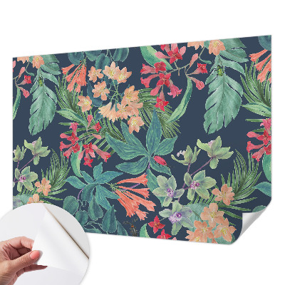 Papel mural texturado decorativo con motivo de flores tropicales