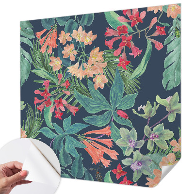 Papel mural texturado decorativo con motivo de flores tropicales
