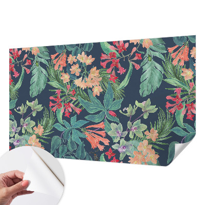 Papel mural texturado decorativo con motivo de flores tropicales