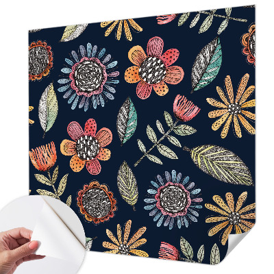 Papel mural texturado decorativo con diseño de mosaico floral