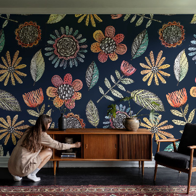 Papel mural texturado decorativo Mosaico floral