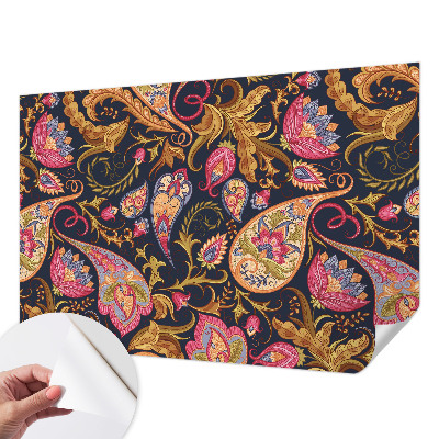 Papel mural texturado decorativo con estampado paisley colorido