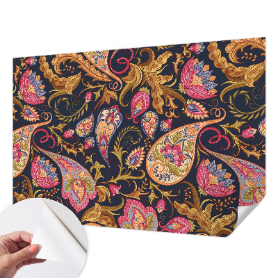Papel mural texturado decorativo con estampado paisley colorido