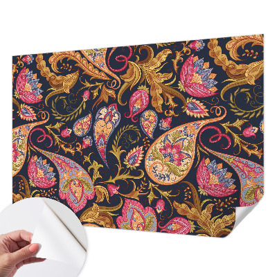 Papel mural texturado decorativo con estampado paisley colorido