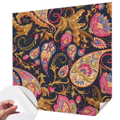 Papel mural texturado decorativo con estampado paisley colorido