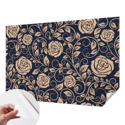 Papel mural con patrón decorativo con diseño de flores románticas
