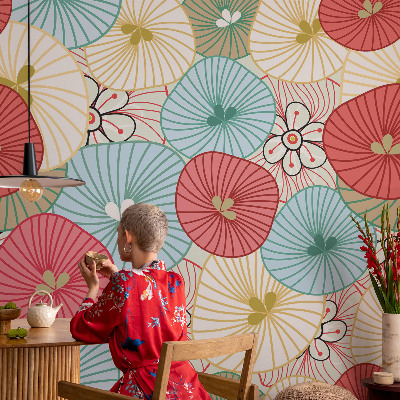 Papel mural texturado decorativo estampado floral