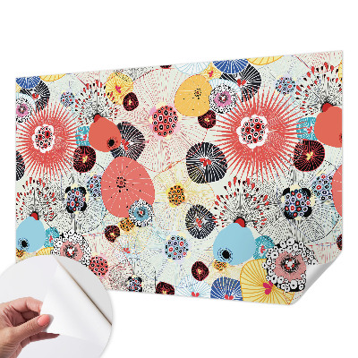 Papel mural con patrón decorativo con flores coloridas