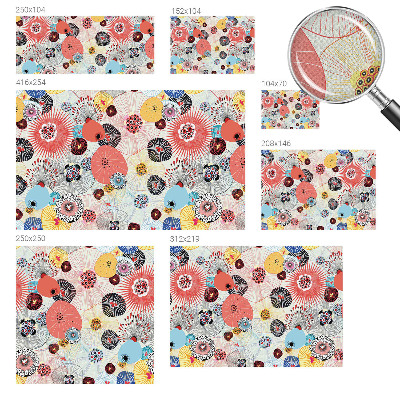 Papel mural con patrón decorativo Flores coloridas