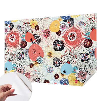 Papel mural con patrón decorativo con flores coloridas