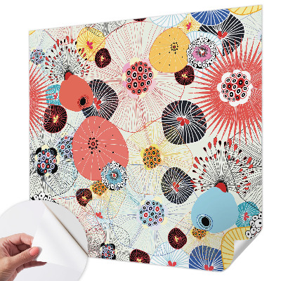Papel mural con patrón decorativo con flores coloridas