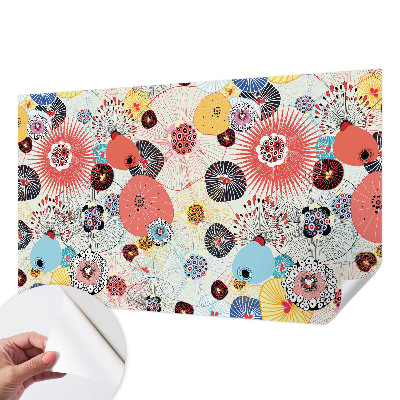 Papel mural con patrón decorativo con flores coloridas