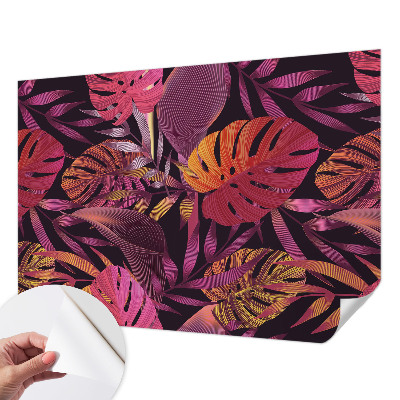 Fotomural decorativo para cabecero de cama con diseño de hojas exóticas