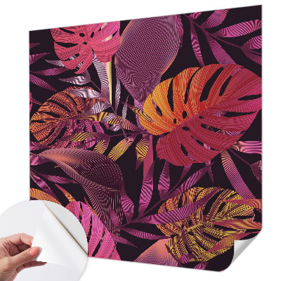 Fotomural decorativo para cabecero de cama con diseño de hojas exóticas