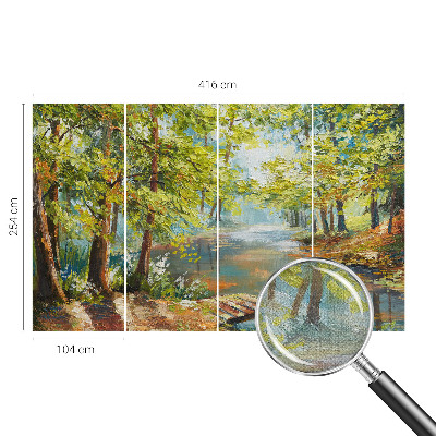 Mural de pared con estampado hermoso con motivo de lago idílico