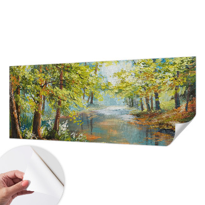 Mural de pared con estampado hermoso con motivo de lago idílico