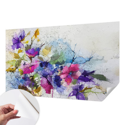 Fotomural decorativo para cabecero de cama con diseño de flores abstractas