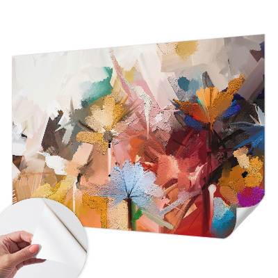 Papel mural texturado decorativo con motivo floral abstracto