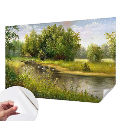 Mural de pared con estampado hermoso con un paisaje rural