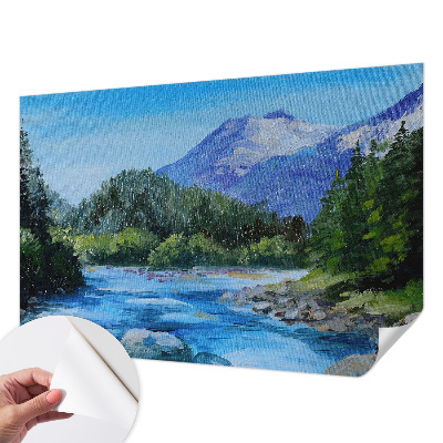 Fotomural decorativo para cabecero de cama con un paisaje de montaña