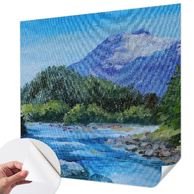Fotomural decorativo para cabecero de cama con un paisaje de montaña