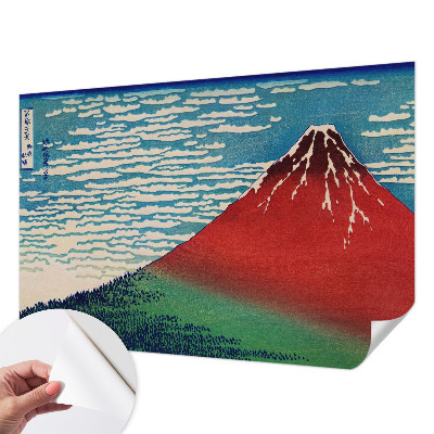 Fotomural decorativo para cabecero de cama con diseño de montaña roja