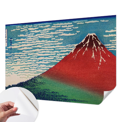Fotomural decorativo para cabecero de cama con diseño de montaña roja