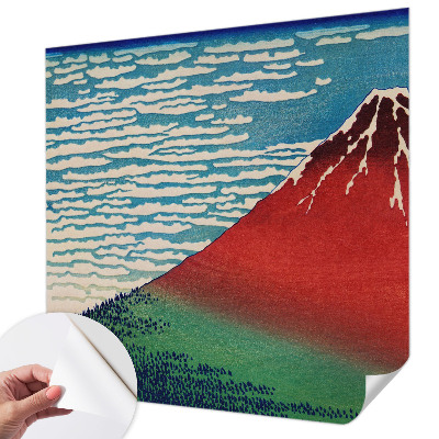 Fotomural decorativo para cabecero de cama con diseño de montaña roja