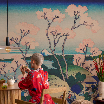 Mural de pared con estampado hermoso Flores de cerezo