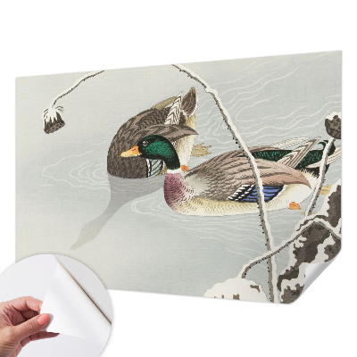 Papel mural con patrón decorativo con diseño de patos tranquilos