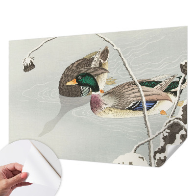 Papel mural con patrón decorativo con diseño de patos tranquilos