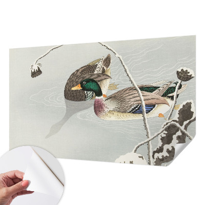Papel mural con patrón decorativo con diseño de patos tranquilos