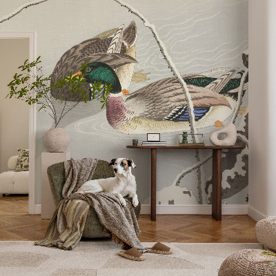 Papel mural con patrón decorativo Patos tranquilos