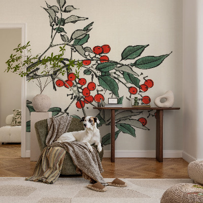 Papel mural texturado decorativo Una ramita de bayas