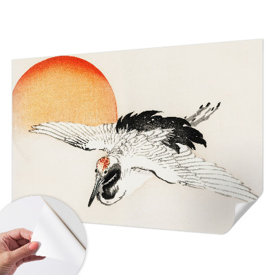 Papel mural con patrón decorativo con diseño de grúa elegante