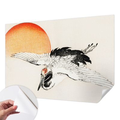 Papel mural con patrón decorativo con diseño de grúa elegante
