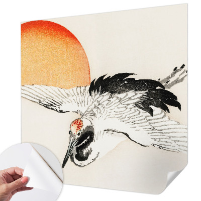 Papel mural con patrón decorativo con diseño de grúa elegante