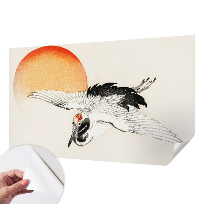 Papel mural con patrón decorativo con diseño de grúa elegante